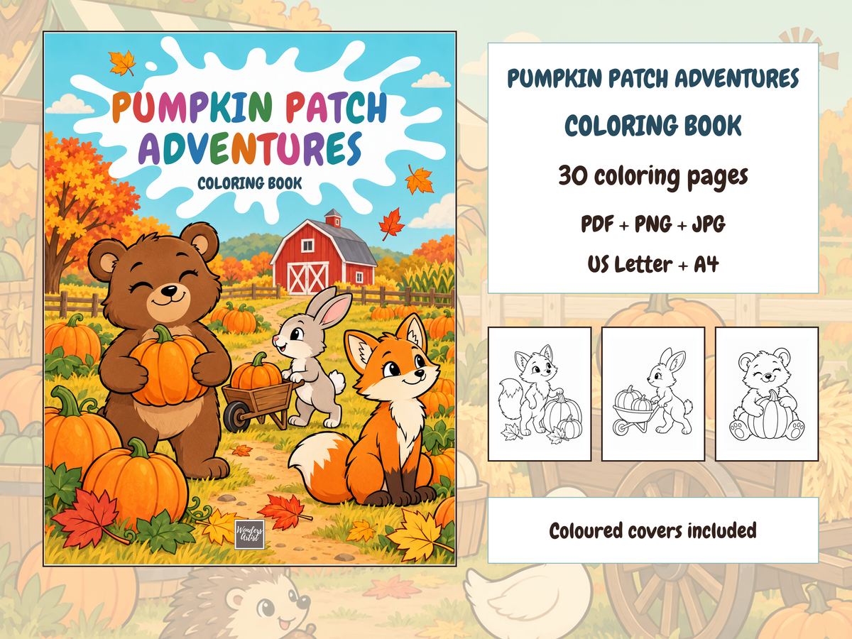 Pumpkin Patch Adventures Coloring Book — bundle preview