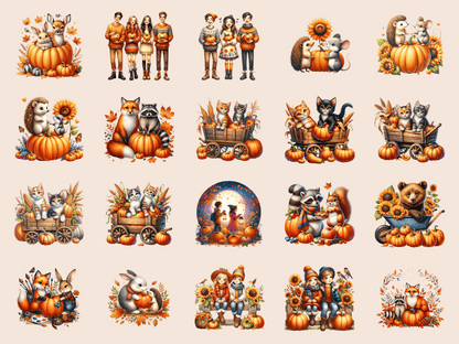 Pumpkin Patch Pals Clipart All Bundles Clipart Line Art - WondersArtist