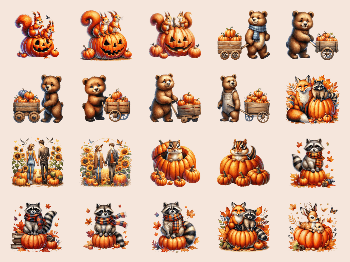 Pumpkin Patch Pals Clipart All Bundles Clipart Line Art - WondersArtist