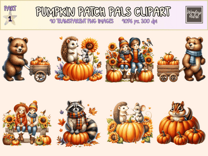 Pumpkin Patch Pals Clipart All Bundles Clipart Line Art - WondersArtist