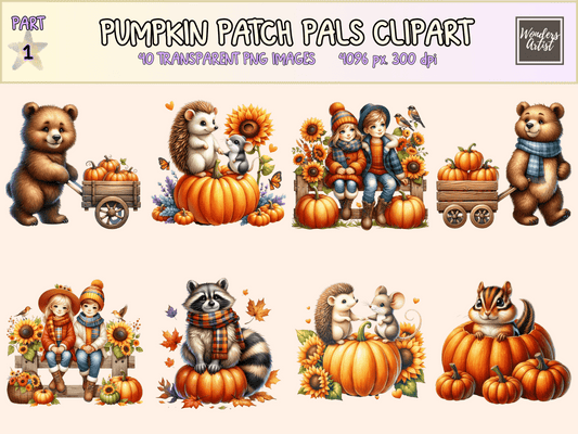 Pumpkin Patch Pals Clipart All Bundles Clipart Line Art - WondersArtist