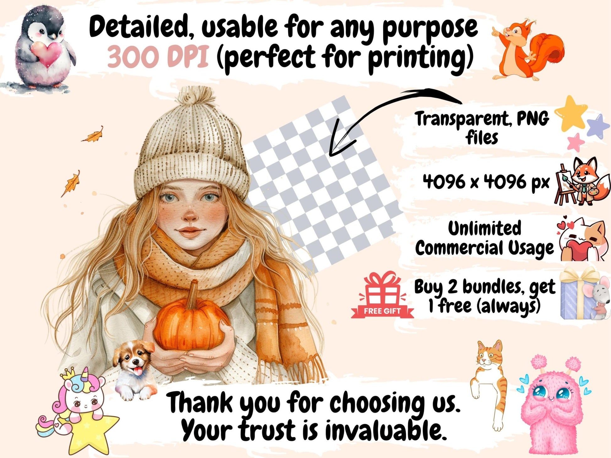 Pumpkin Season Watercolor Clipart - High - Quality Instant Digital Download for Creative Projects