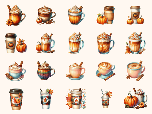 Pumpkin Spice Drinks Clipart