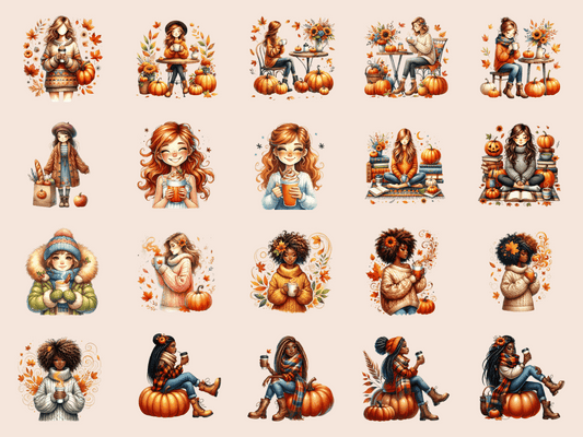 Pumpkin Spice Girls Clipart