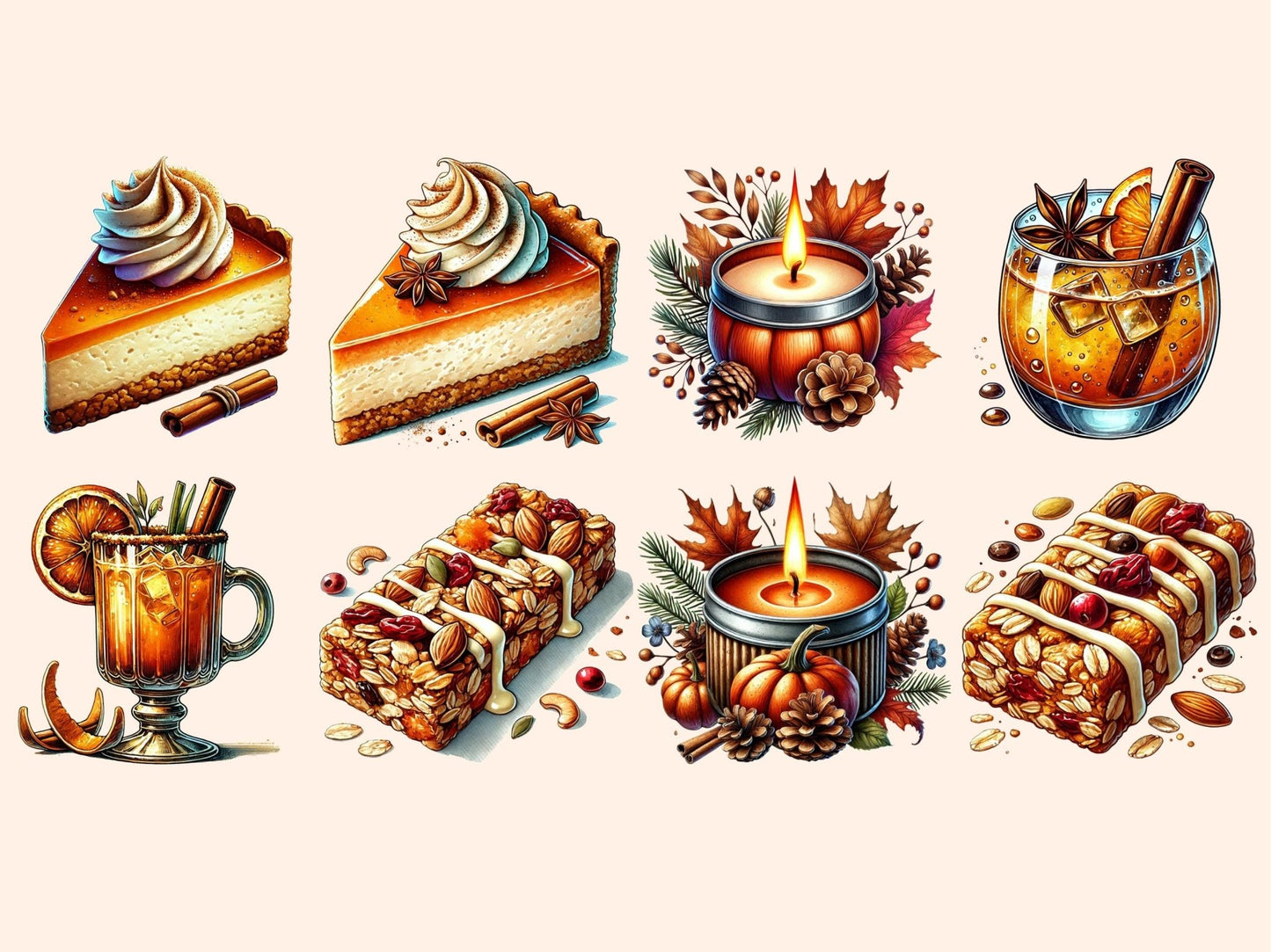 Pumpkin Spice (P2) Clipart - High - Quality Instant Digital Download for Creative Projects