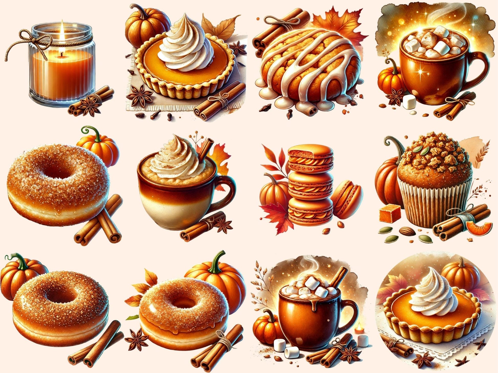 Pumpkin Spice (P3) Clipart - High - Quality Instant Digital Download for Creative Projects