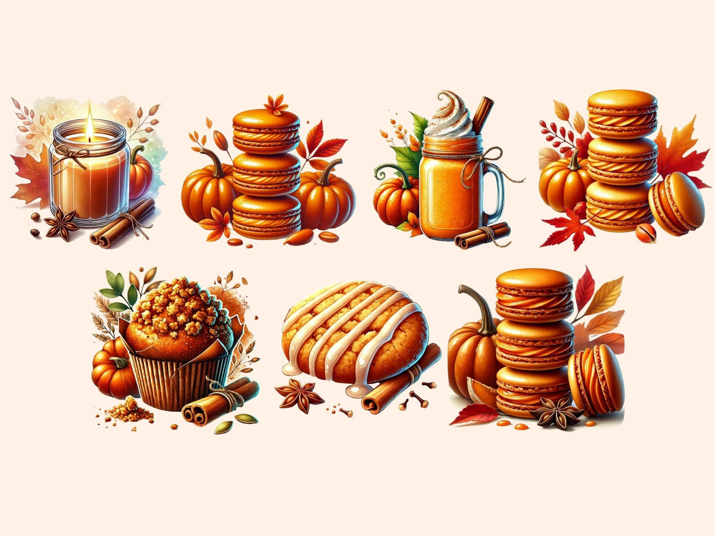 Pumpkin Spice (P3) Clipart - High - Quality Instant Digital Download for Creative Projects