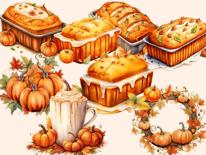 Pumpkin Spice Watercolor Clipart autumn clipart - Wonders Artist