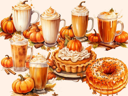 Pumpkin Spice Watercolor Clipart autumn clipart - Wonders Artist