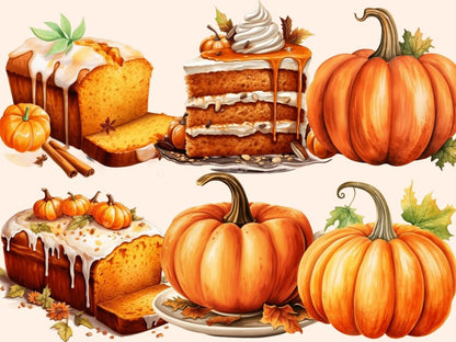 Pumpkin Spice Watercolor Clipart autumn clipart - Wonders Artist