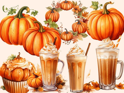 Pumpkin Spice Watercolor Clipart autumn clipart - Wonders Artist