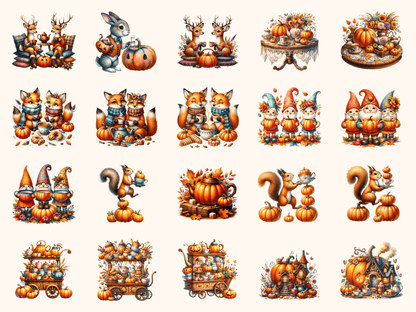 Pumpkin Tea Party Clipart All Bundles Clipart Line Art - WondersArtist