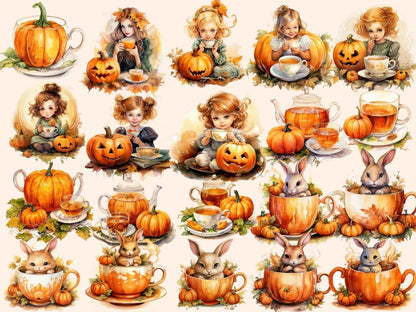 Pumpkin Tea Watercolor Clipart autumn clipart - Wonders Artist