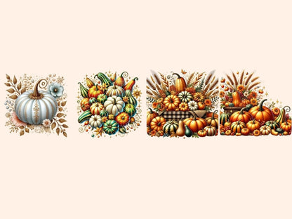 Pumpkins & Gourds Clipart Autumn Decorations - Wonders Artist