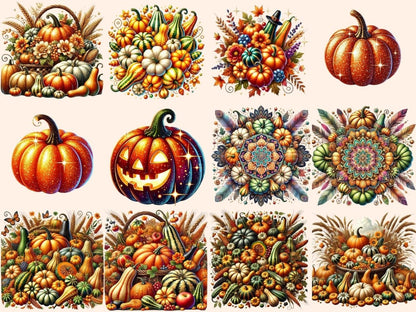 Pumpkins & Gourds Clipart Autumn Decorations - Wonders Artist