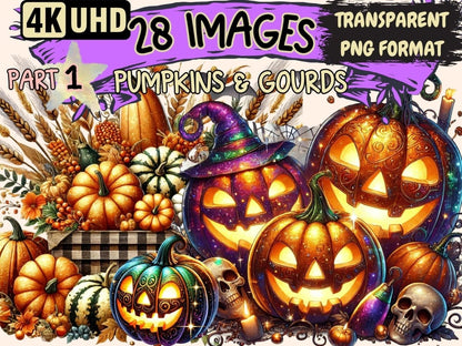 Pumpkins & Gourds Clipart Autumn Decorations - Wonders Artist