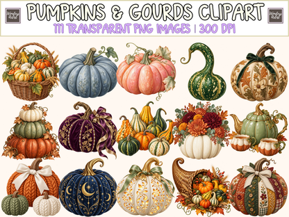 Pumpkins & Gourds Clipart — bundle preview