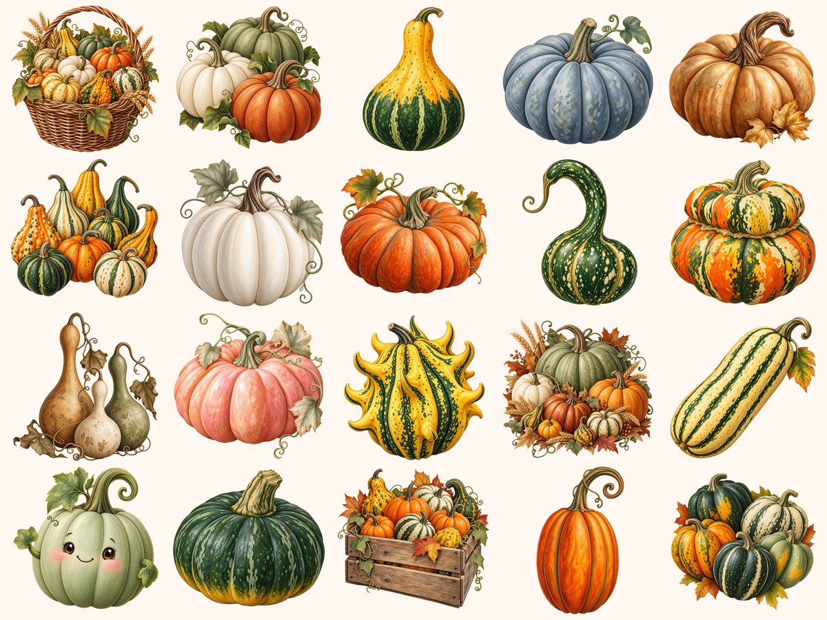 Pumpkins & Gourds Clipart — preview 2