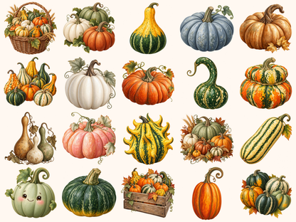 Pumpkins & Gourds Clipart — preview 2