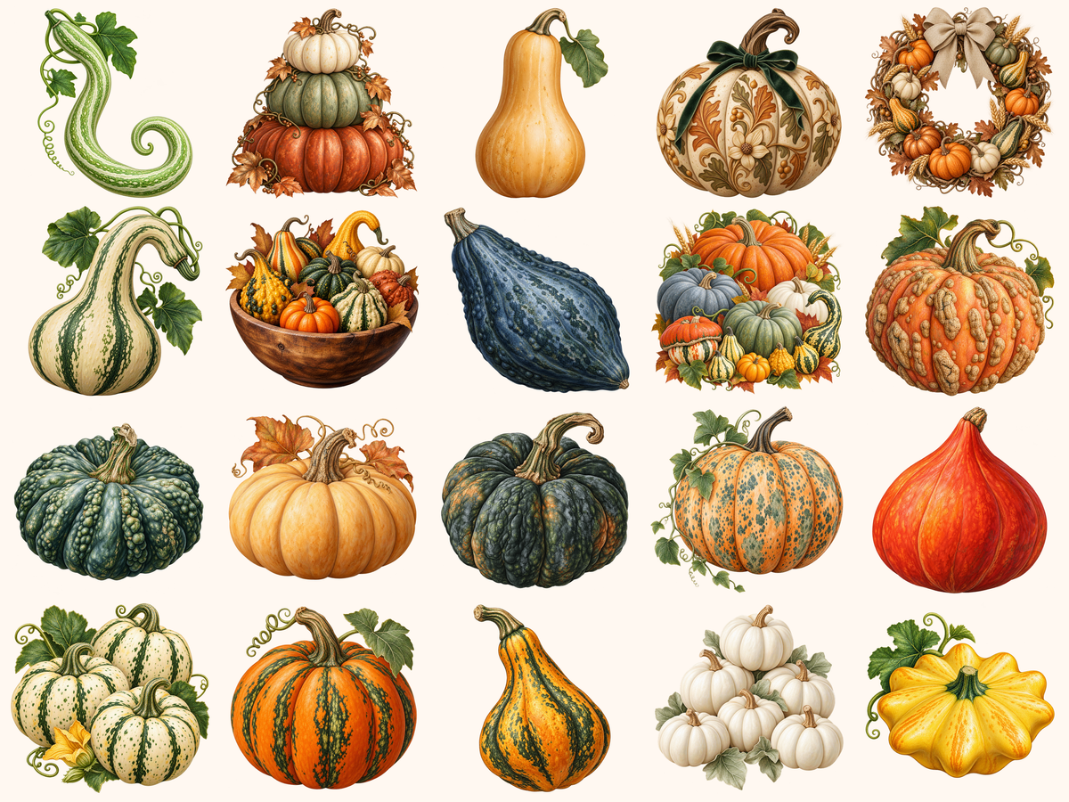 Pumpkins & Gourds Clipart — preview 3