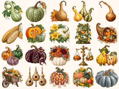 Pumpkins & Gourds Clipart — preview 4