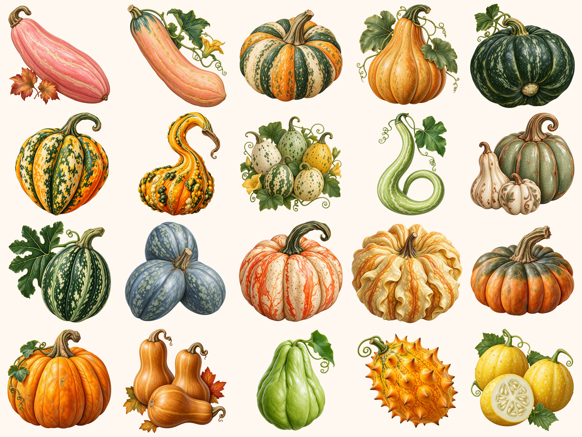 Pumpkins & Gourds Clipart — preview 5