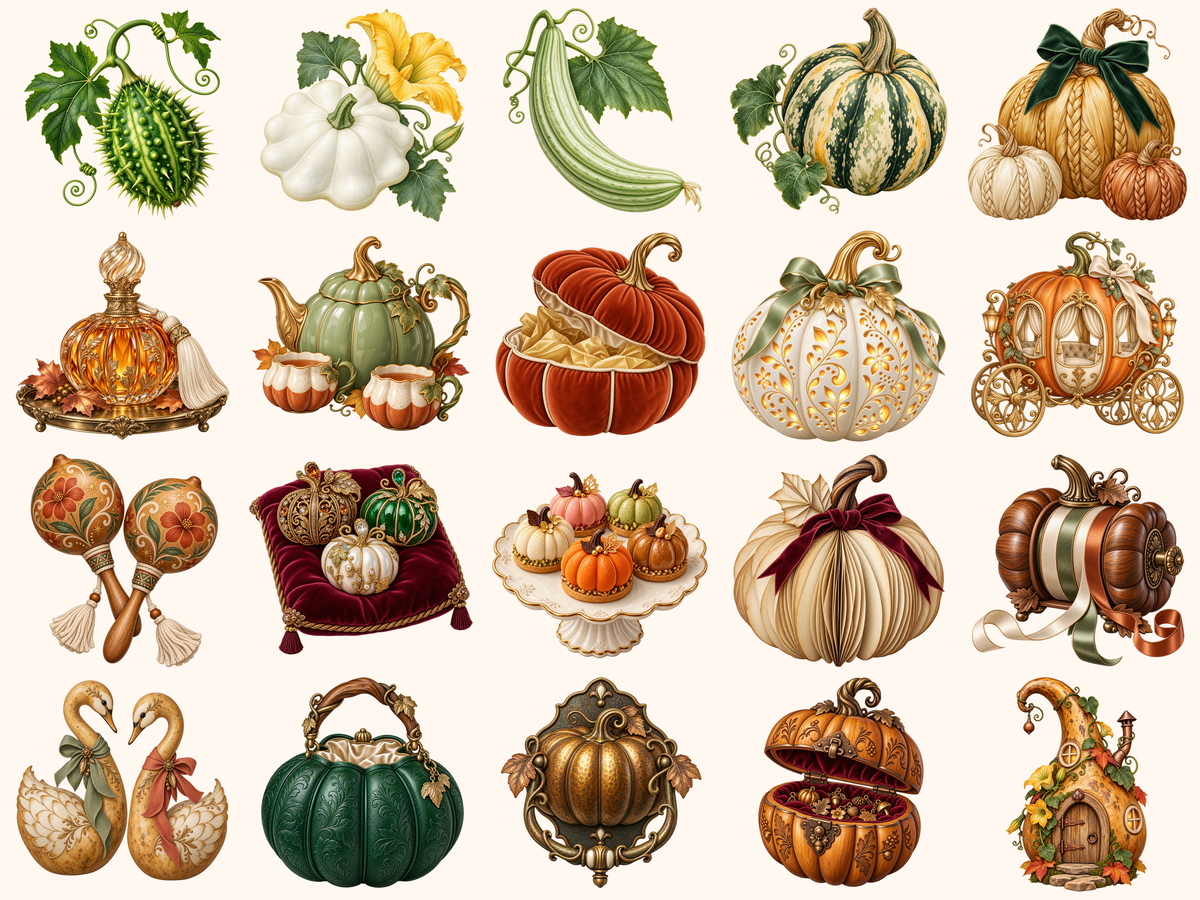 Pumpkins & Gourds Clipart — preview 6