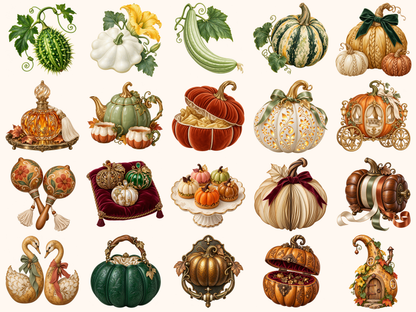 Pumpkins & Gourds Clipart — preview 6