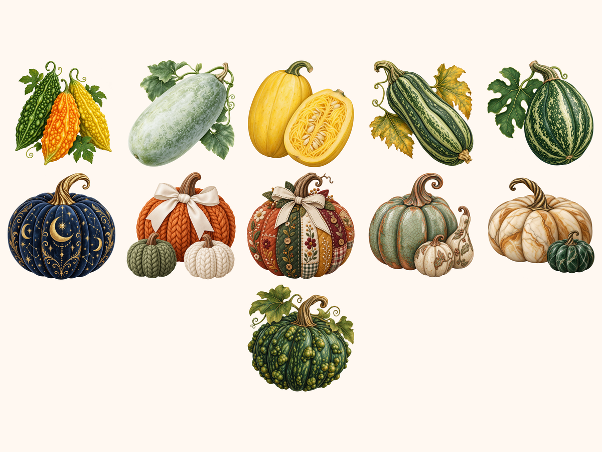 Pumpkins & Gourds Clipart — preview 7