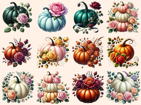Pumpkins & Roses Clipart