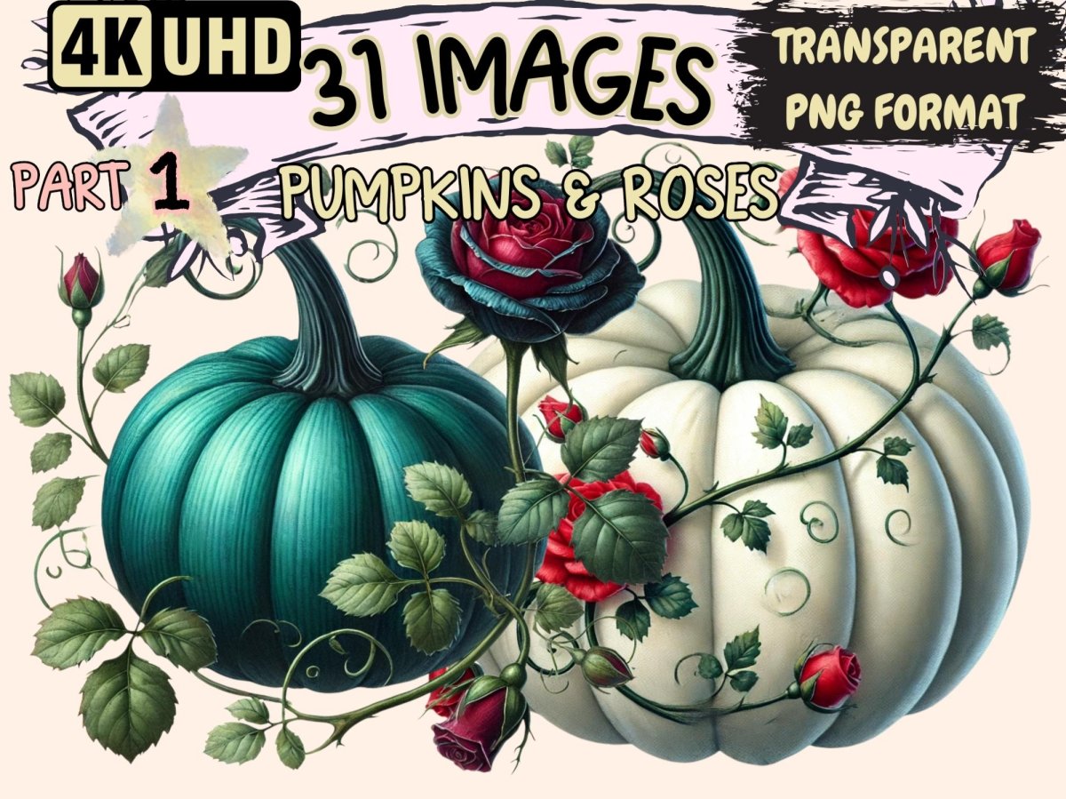Pumpkins & Roses Clipart floral pumpkins png - Wonders Artist