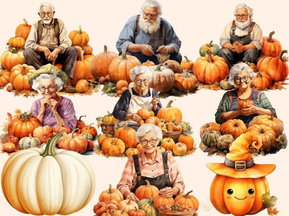 Pumpkins Watercolor Clipart cute pumpkins png - Wonders Artist