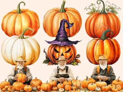 Pumpkins Watercolor Clipart cute pumpkins png - Wonders Artist