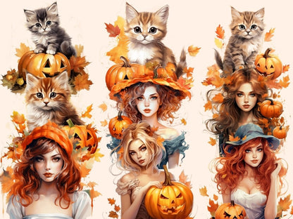 Pumpkins Watercolor Clipart cute pumpkins png - Wonders Artist