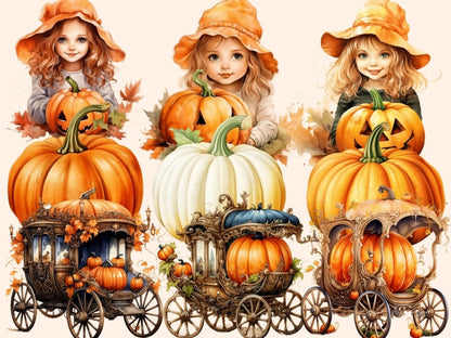 Pumpkins Watercolor Clipart cute pumpkins png - Wonders Artist