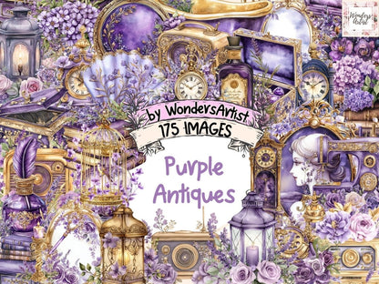 Purple Antiques Watercolor Clipart Antique Clipart - Wonders Artist