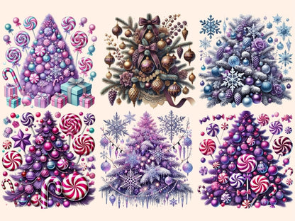 Purple Christmas Trees Clipart Christmas Tree PNG - Wonders Artist