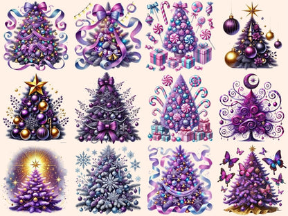 Purple Christmas Trees Clipart Christmas Tree PNG - Wonders Artist