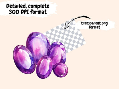 Purple Crystals Watercolor Clipart crystal clipart - Wonders Artist