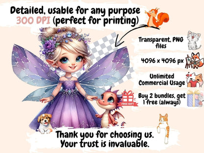 Purple Fairies Clipart cute fairy clipart - Wonders Artist