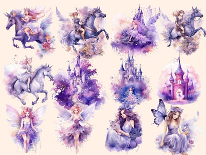 Purple Fairies Watercolor Clipart baby fairy - Wonders Artist