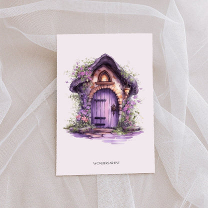 Purple Fairy Doors Watercolor Clipart fairies clipart - Wonders Artist