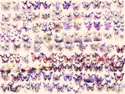 Purple & Gold Butterflies Watercolor Clipart butterflies clipart - Wonders Artist