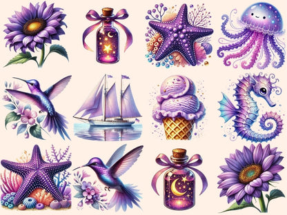 Purple Summer Clipart cute summer clipart - Wonders Artist
