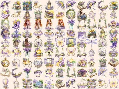 Purple & Yellow Spring Watercolor Clipart Botanical Spring PNG - Wonders Artist