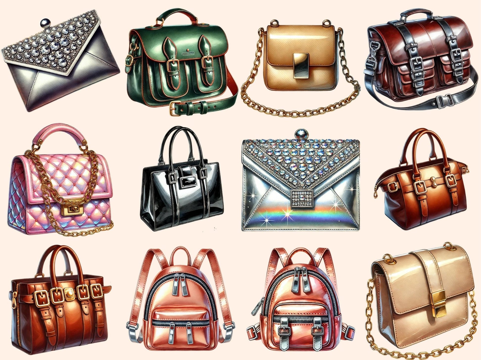 Purses & Handbags Clipart - High - Quality Instant Digital Download for Creative Projects