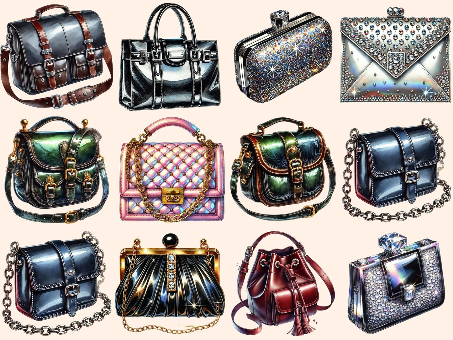 Purses & Handbags Clipart - High - Quality Instant Digital Download for Creative Projects