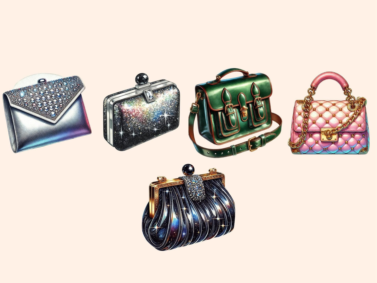 Purses & Handbags Clipart - High - Quality Instant Digital Download for Creative Projects