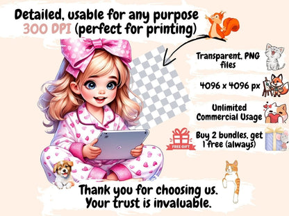 Pyjama Girls Clipart adorable girl png - Wonders Artist