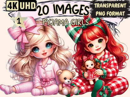 Pyjama Girls Clipart adorable girl png - Wonders Artist